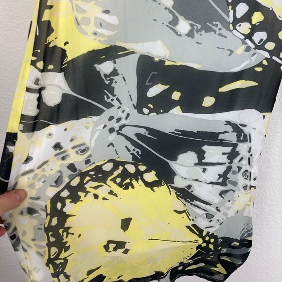 Cato NWOT Wide leg high waisted chiffon lined Yellow, Black Abstract Print Pants - Picture 14 of 16